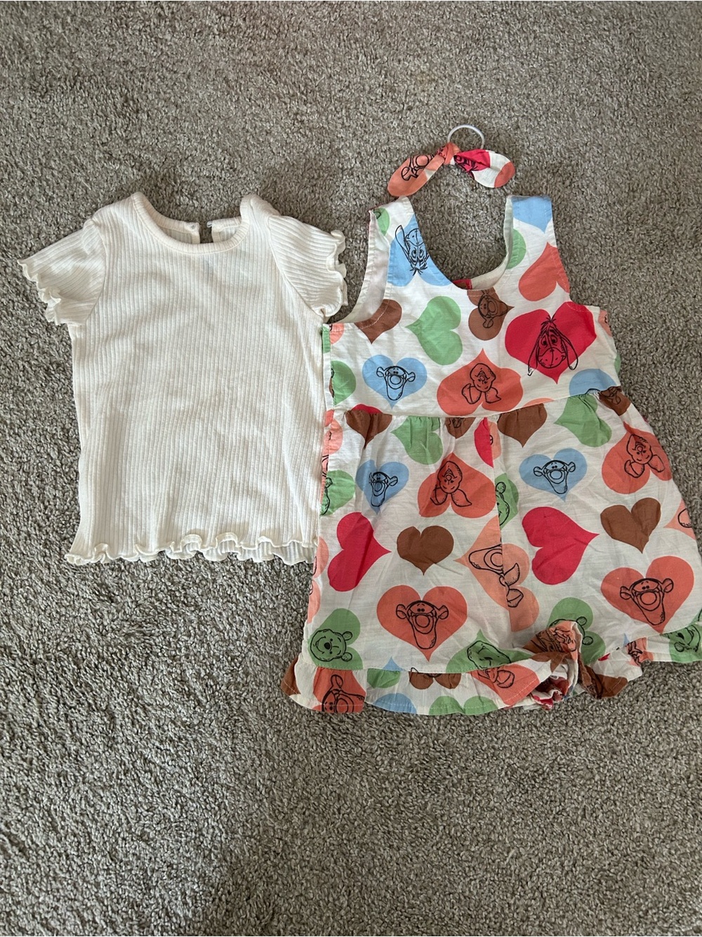 Disney 18 Month Winnie the Pooh Romper Set with Hair Hook